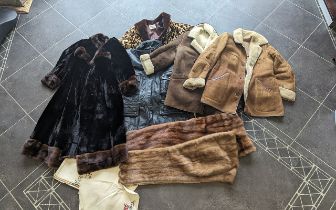 Collection of Vintage Coats, comprising Neustradter mink full length coat, dark brown, side pockets,