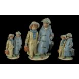 Lladro - Gres Hand Painted Group Figure ' Off to School ' Model No 12242. Designer Antonio Ramos,