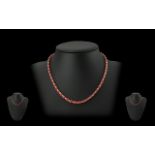 Ladies Attractive Coral and Pearl Set Necklace with 9ct Gold Clasp. The Well Matched Coral Beads