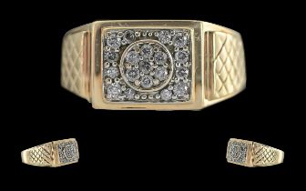 9ct Gold Diamond Set Ring - Full Hallmark For 9ct (375) To Interior Of Shank. Diamond Of Good
