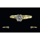 A Fine 9ct Gold Single Stone Diamond Ring - The Round Brilliant Cut Diamond is of excellent colour /