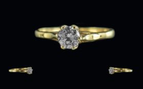 A Fine 9ct Gold Single Stone Diamond Ring - The Round Brilliant Cut Diamond is of excellent colour /