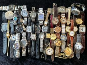 Large Collection of Ladies & Gentleman's Wristwatches, bracelet and leather straps, makes include