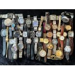 Large Collection of Ladies & Gentleman's Wristwatches, bracelet and leather straps, makes include