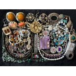 Collection of Vintge Costume Jewellery, comprising beads, earrings, necklaces, brooches,