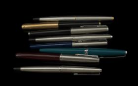 A Collection Of Vintage Parker fountain Pens. 8 In Total. All In Good Condition.