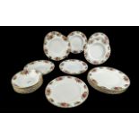 H Aynsley Roses Pattern Set comprising seven bowls, six plates, and seven soup bowls.