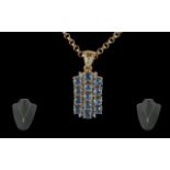 Early 20th Century 9ct Gold Pleasing Blue Moonstone Set Pendant of Rectangular Form, with 9ct Gold