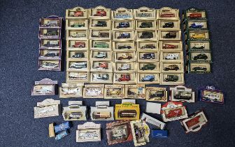 Collection of Die Cast Models in two banana boxes, containing approx. 70 blister packed models,