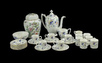 Coalport Bone China Coffee Set, comprising coffee pot, sugar bowl, milk jug, 12 coffee cans, 12