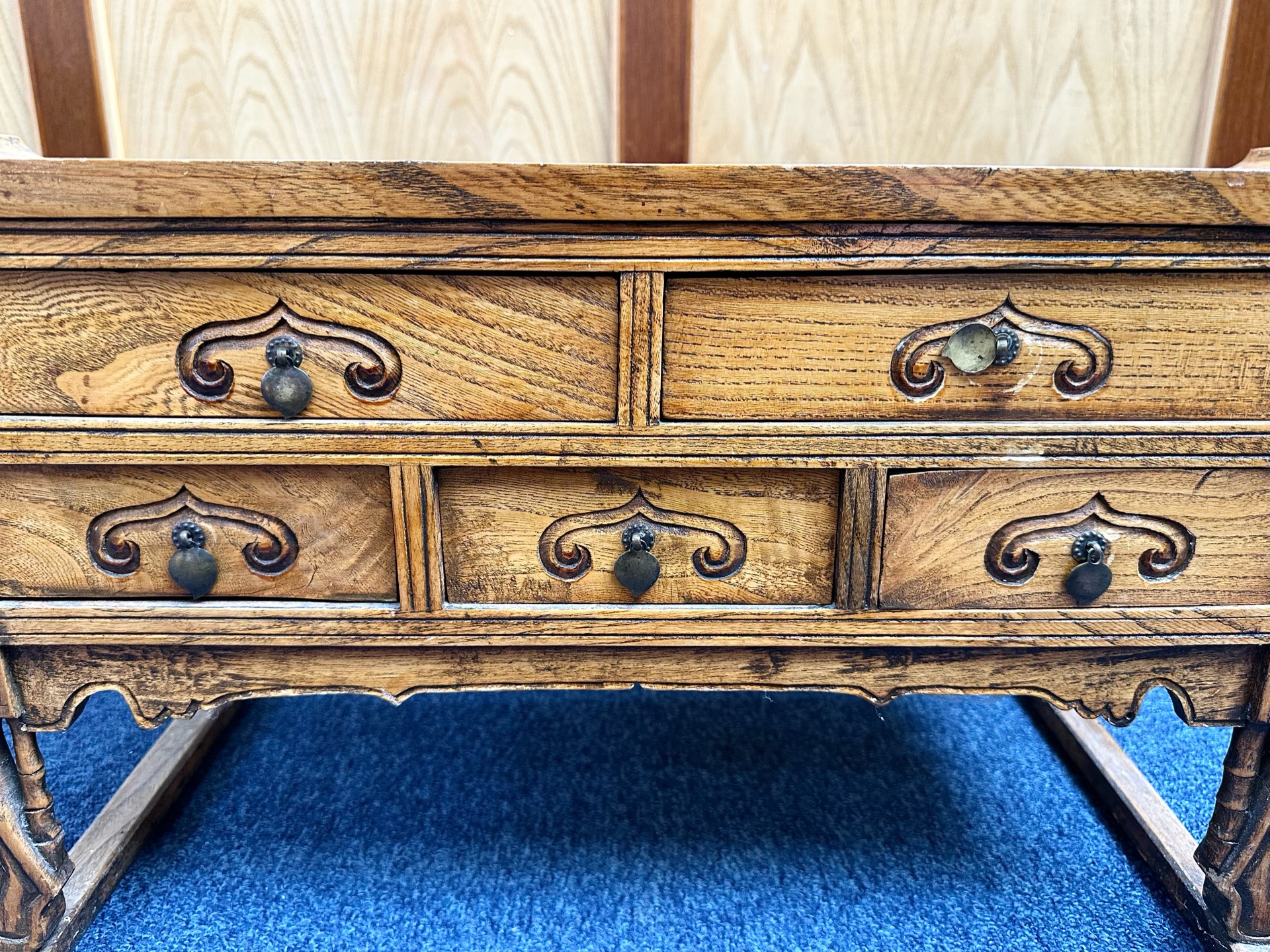 Chinese Style Small Chest of Five Drawers, in the form of an alter table. Height 14'' x width 30.5'' - Image 2 of 5