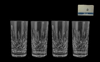 Waterford Set of 4 Crystal Cut Glass Drinking Glasses ' Lisamore ' Design. Signed to Bases with