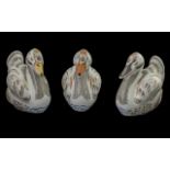 Royal Crown Derby Interest. Collection of ( 3 ) Royal Crown Derby Royal Cygnets Paperweights.