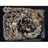 Collection of Costume Jewellery, comprising beads, pearls, crystal necklaces, brooches, bracelets,