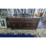 Chinese Oriental Style Cherrywood Sideboard, four drawers above, storage base. Moulded edges. 34''