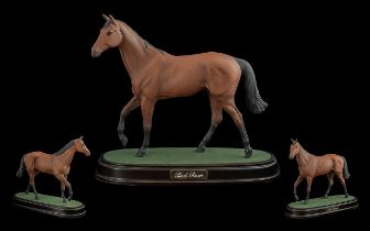 Royal Doulton Racehorse Figure on Stand - 'Red Rum' Brown Matt Raised On A wooden Plinth. Model