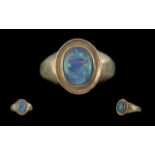 Ladies 9ct Gold - Pleasing Single Stone Opal Set Ring. Marked 9ct to Interior of Shank. The Oval