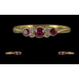 Ladies 18ct Gold Exquisite and Contemporary Ruby and Diamond Set Ring - Full Hallmark for London