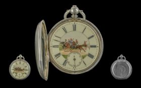 Victorian Period 1837 - 1901 Sterling Silver Key-wind Novelty Open faced Pocket Watch. Hallmark