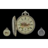 Victorian Period 1837 - 1901 Sterling Silver Key-wind Novelty Open faced Pocket Watch. Hallmark