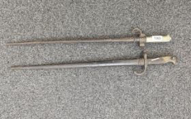 Two Bayonets - Both With Original Scabbards. Both 26'' In Length. As Found Condition.