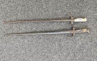 Two Bayonets - Both With Original Scabbards. Both 26'' In Length. As Found Condition.