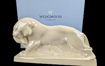 Wedgwood - Fine Large Porcelain Art Deco Period - Moonstone Glaze 'Walking Tiger' Figure,