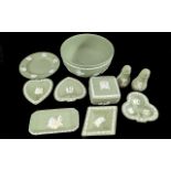 Collection of Wedgwood Green Jasper, including a large fruit bowl, plate, salt and pepper pots,