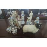 Box of Assorted Pottery & Porcelain Figures, comprising a large Coopercraft ram, Coalport 'Moonlight