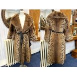 Vintage Ladies Astraka WWF Wildlife Coat, full length, 3/4 sleeves, leather tie belt fastening,