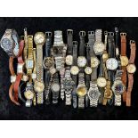 Collection of Ladies & Gentleman's Wristwatches, bracelet and leather straps, makes include