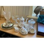 Mixed Lot to Include hobnail cut crystal vase, glass tizza, a crystal ice bucket and cover, a