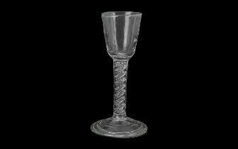 Georgian Toasting Wine Glass, spiral stem, folded foot. Height 6.''