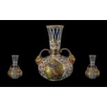 Crown Derby Bud Vase, circa 1880, twin handled with gold masks to base of handles, with painted