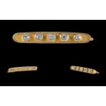 Antique Period Attractive 9ct Gold Diamond Set Brooch marked 375 - 9ct. The five pave set diamonds