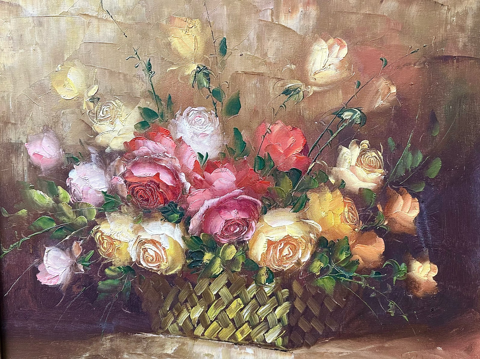 Louis Jacques Vigon (French 1897-1985) Still Life of Roses, original oil on canvas approx. image - Image 2 of 3