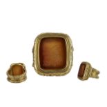 Georgian Superb Quality Heavy 18ct Gold Intaglio Cornelian Seal Set Ring, not marked but tests