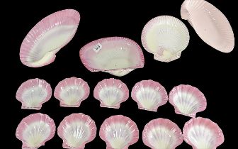 Wedgwood Pink Shell Serving Dish with 10 matching oyster shell dishes,