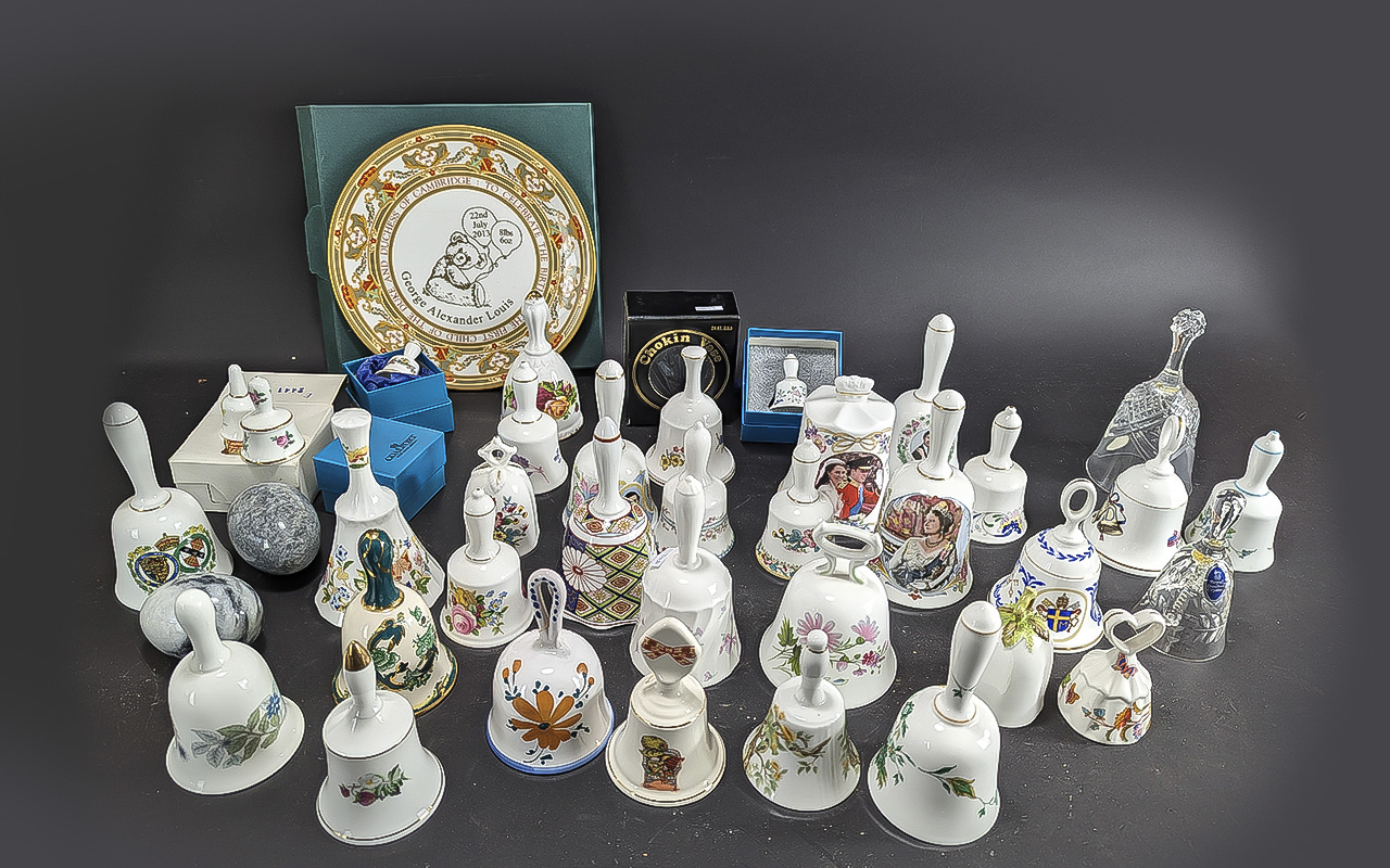 Quantity of Boxed Porcelain Bells, including Masons, Chokin, Wedgwood, Royal Albert, Coalport Bells,