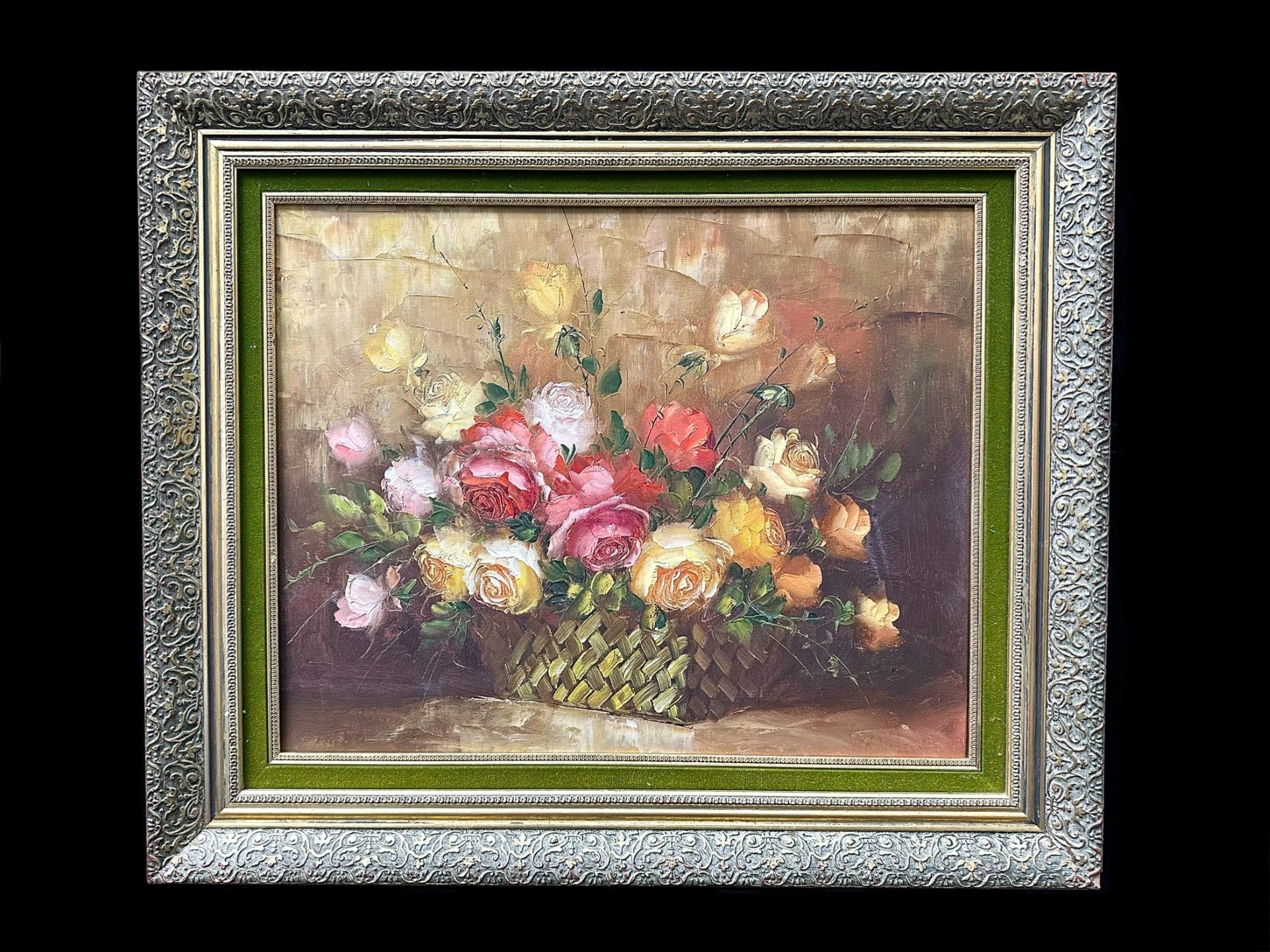 Louis Jacques Vigon (French 1897-1985) Still Life of Roses, original oil on canvas approx. image