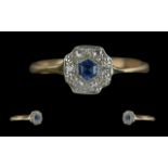 Antique Period - Exquisite 18ct Gold Sapphire and Diamond Set Ring, Pleasing Form, Marked 18ct to