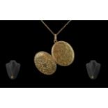 Edwardian Period 1901 - 1910 15ct Gold Double Hinged Locket Attached to 9ct Gold Chain.