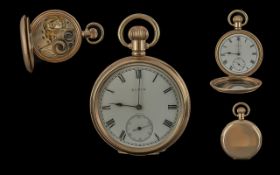 Elgin International Watch Company Gold Filled Open Faced 17 Jewels Keyless Pocket Watch,