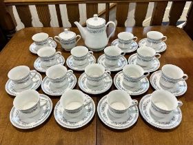 Hadleigh Tea Set, comprising teapot, lidded sugar bowl, sixteen cups and sixteen saucers.