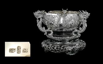 Chinese Export Late 19th Century Early 20th Century Excellent Quality 3 Figural Dragon Silver Handle