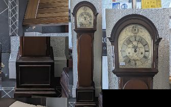 Pearce & Sons Leeds Mahogany Cased Grandmother Clock, silvered dial with chapter ring and Roman