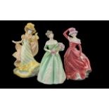 Royal Doulton Hand Painted Trio of Porcelain Figures ( 3 ) Comprises 1/ Happy Birthday HN3660,