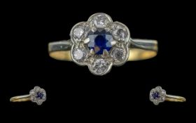 Ladies Pleasing and Petite 18ct Gold Diamond Set Cluster Ring, flower head setting, marked 750 to