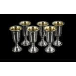 A Fine Set of 6 Sterling Silver Tots, with Gilt Interiors, Marked to Base - Sterling Webb 28, Height