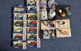 Collection of Misc Pottery, Includes Aynsley Bells, Days gone by Vehicle Models, Various Subjects